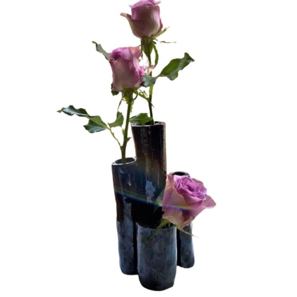 6 hole multi hole & height ceramic glazed bud vase - Picture 4 of 16